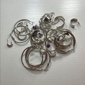 Silver and Purple Earrings Set - “Mystery” 20 Pairs of Earrings